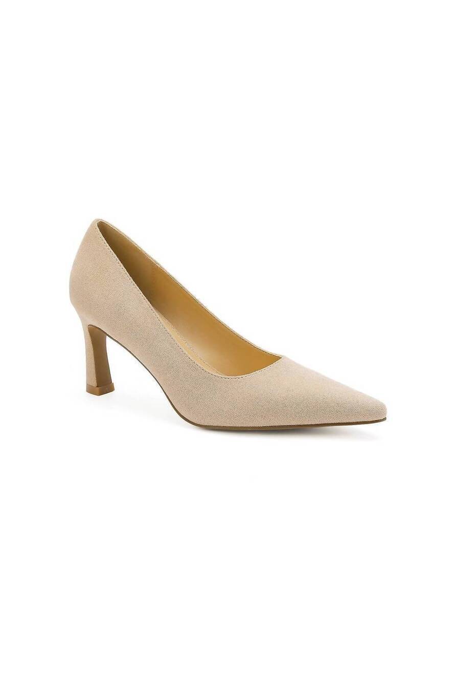 NEW BEAST FASHION women's pointed-toe mid-heel pumps in nude